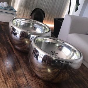 decorative silver glass blown bowls NEW
